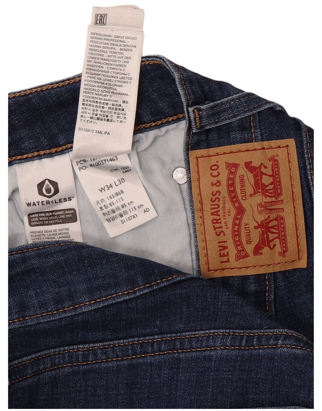 Levi's Womens 725 High Rise Bootcut Jeans W34 L30 Marineblå Bomuld