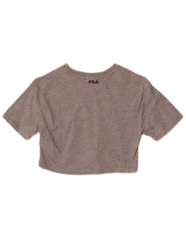 Fila Girls Crop Grafisk T-Shirt Top 9-10 År Grå Bomuld