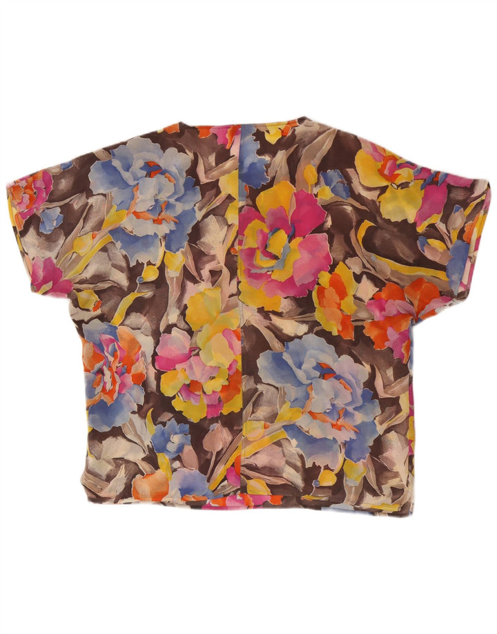 Vintage bluse til kvinder IT 46 Stor flerfarvet blomsteracetat