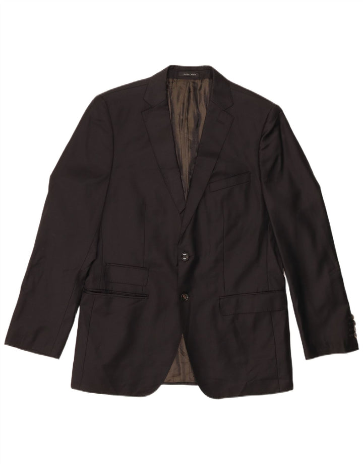 Zara Herre Classics 2-knaps blazerjakke EU 50 Medium Sort Uld