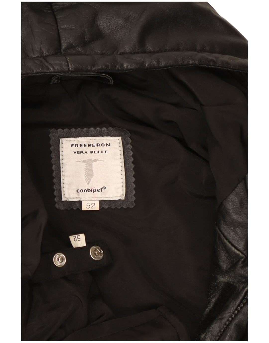Conbipel Herre Hætte Læderjakke IT 52 XL Sort Læder