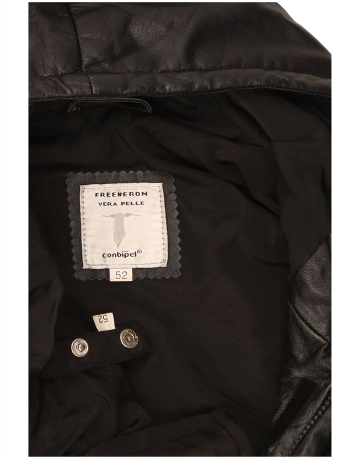 Conbipel Herre Hætte Læderjakke IT 52 XL Sort Læder
