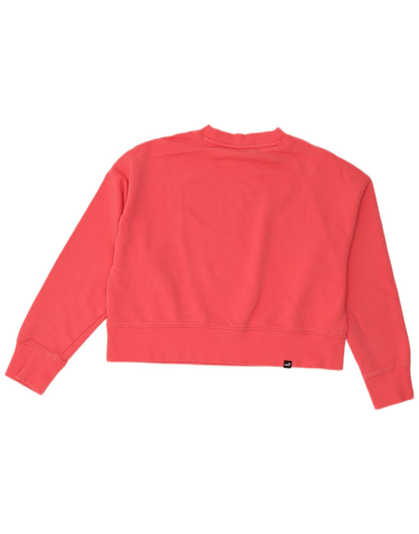 Puma Dame Loose Fit Crop Sweatshirt Jumper UK 14 Medium Pink Bomuld
