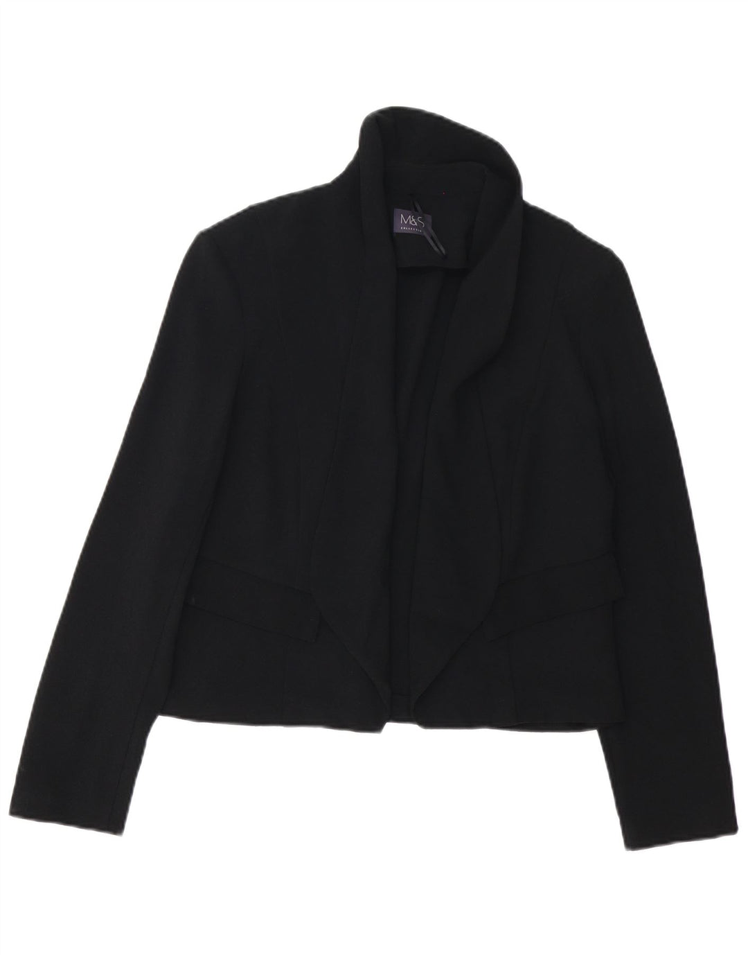 MARKS & SPENCER Åben blazerjakke til kvinder UK 12 Medium Sort Polyester
