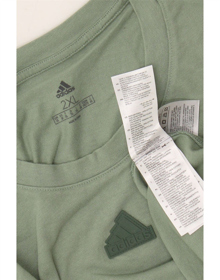 ADIDAS Herre T-Shirt Top 2XL Grøn Bomuld