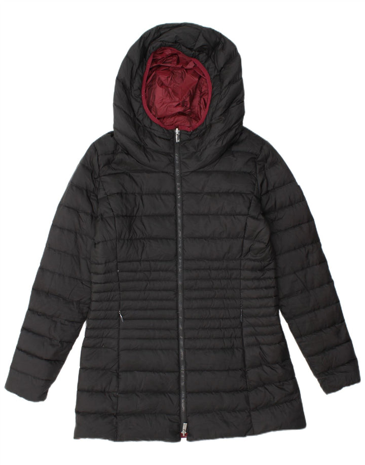 VINTAGE Womens Hooded Reversible Padded Jacket UK 12 Medium  Black