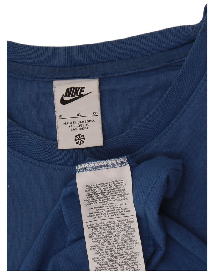 NIKE Grafisk T-shirt top til mænd XL Blå bomuld