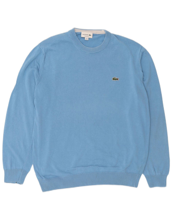 Lacoste Herre Regular Fit Crew Neck Jumper Sweater Størrelse 6 XL Blå Bomuld