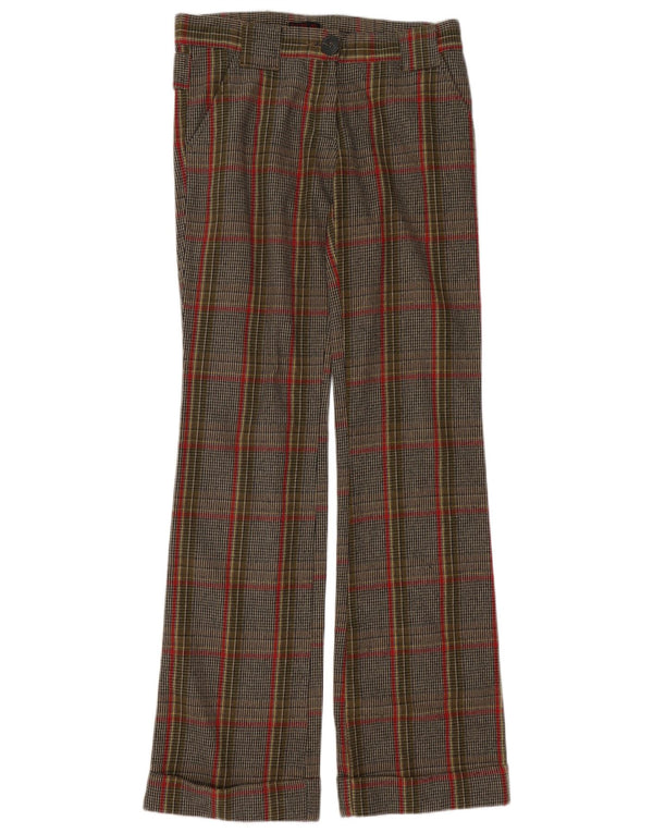 Replay Kvinders Wide Ben Casual Bukser W28 L35 Brun Houndstooth Bomuld