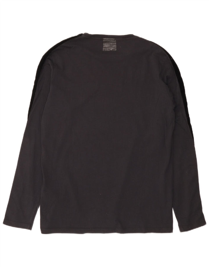 Replay Herre Top Langærmet Stor Sort Colourblock Bomuld