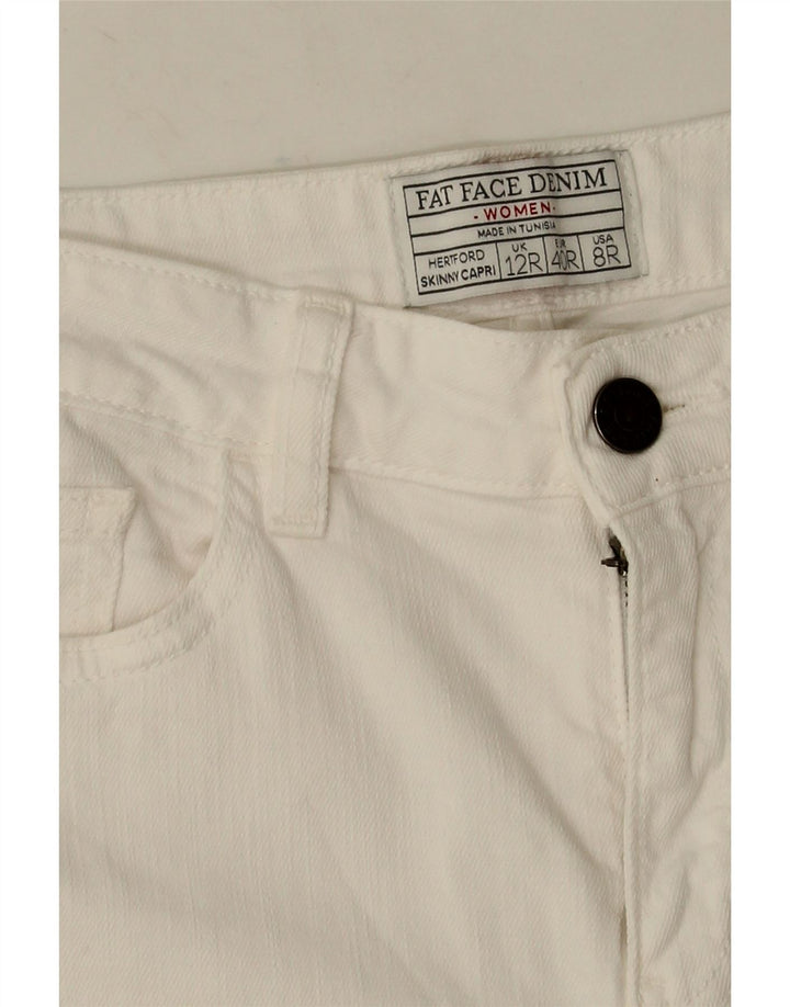Fat Face Dame Capri Jeans UK 12 Medium W28 L20 Hvid Bomuld