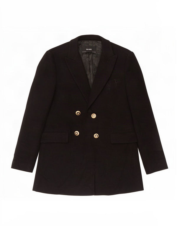 Zara Dame Dobbeltradet Blazer Jacket UK 12 Medium Sort