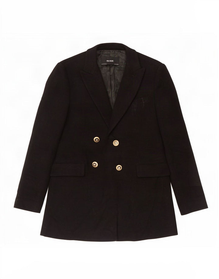 Zara Dame Dobbeltradet Blazer Jacket UK 12 Medium Sort