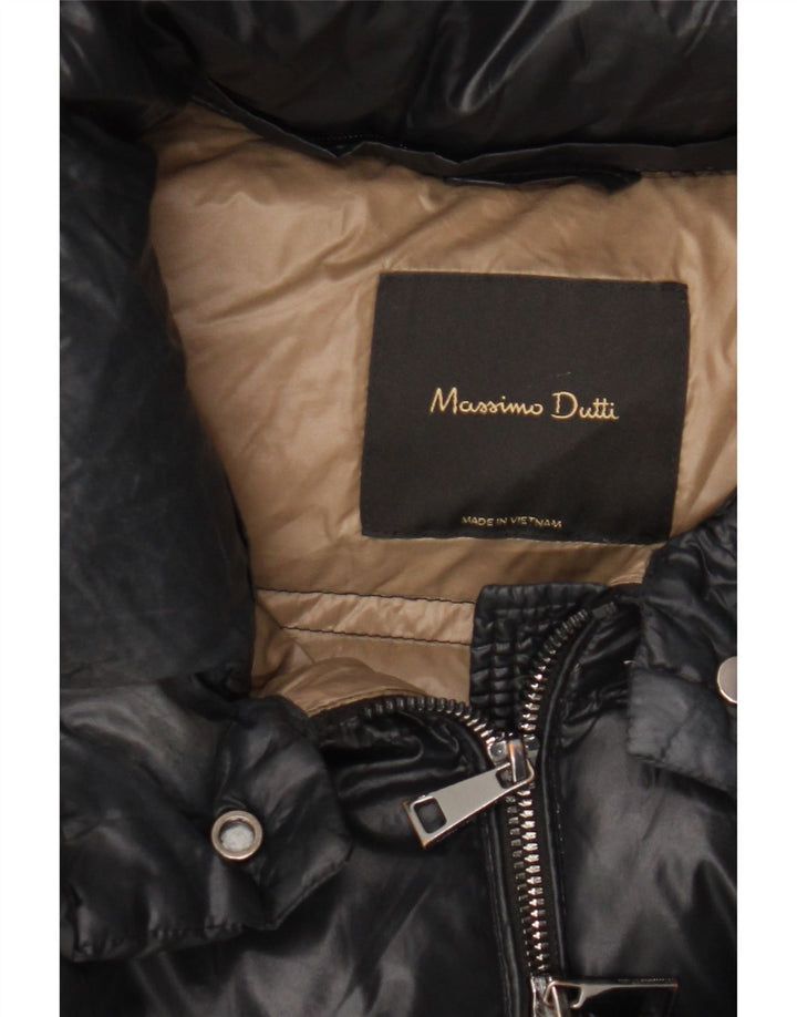 Massimo Dutti Dame Oversized Polstret Jakke UK 10 Small Black Nylon