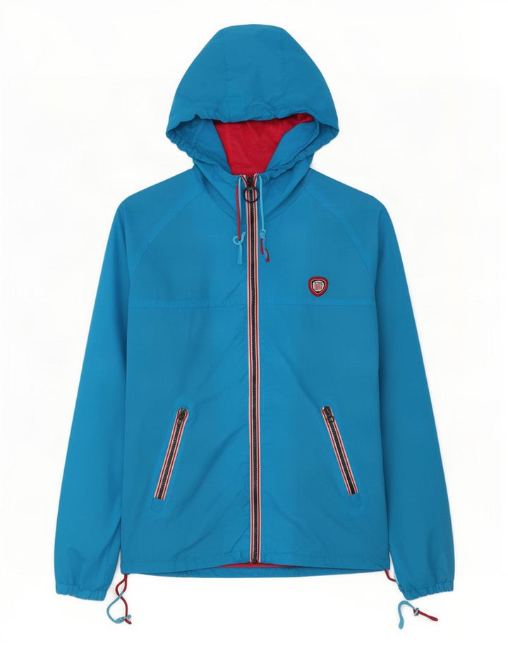 Superdry Regnjakke med hætte til kvinder UK 10 Lille blå nylon