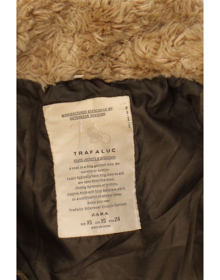 Zara polstret jakke til kvinder UK 6 XS Khaki
