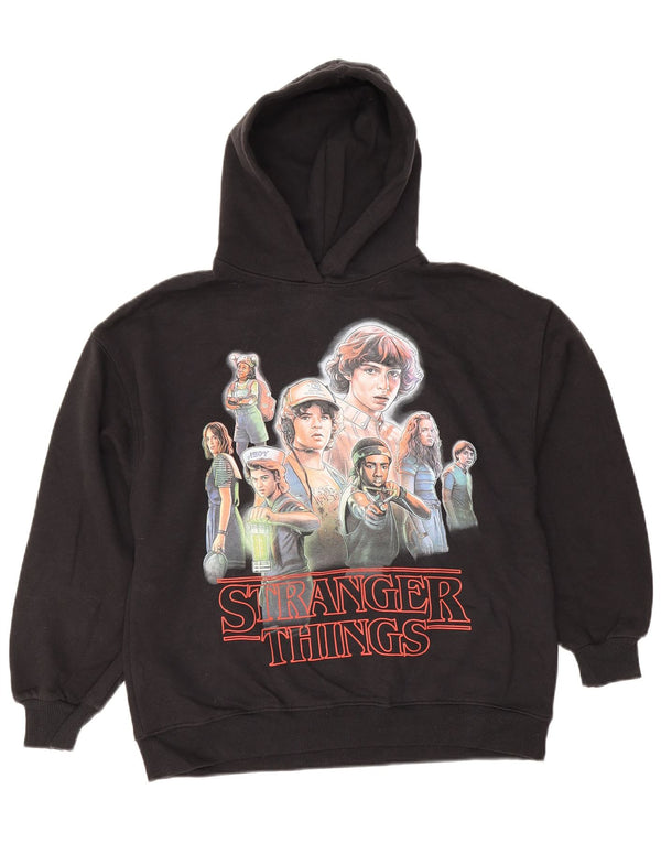 Zara Boys Stranger Things Grafisk hættetrøjetrøje 13-14 år Sort bomuld