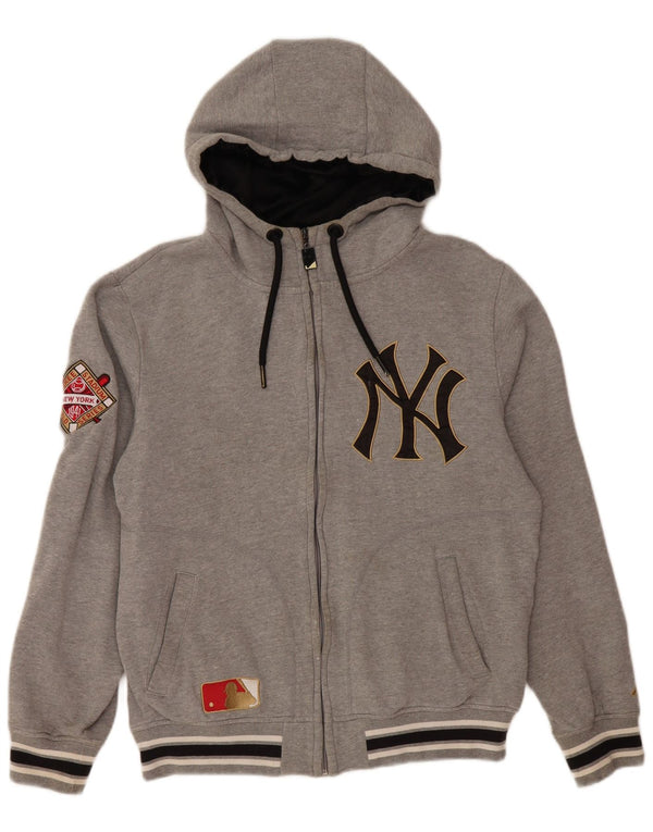 MAJESTISK Dame New York Yankees Hættetrøje med lynlås UK 14 Medium Grå