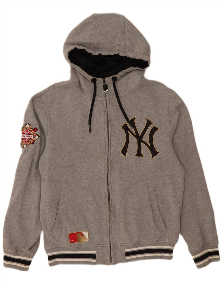 MAJESTISK Dame New York Yankees Hættetrøje med lynlås UK 14 Medium Grå