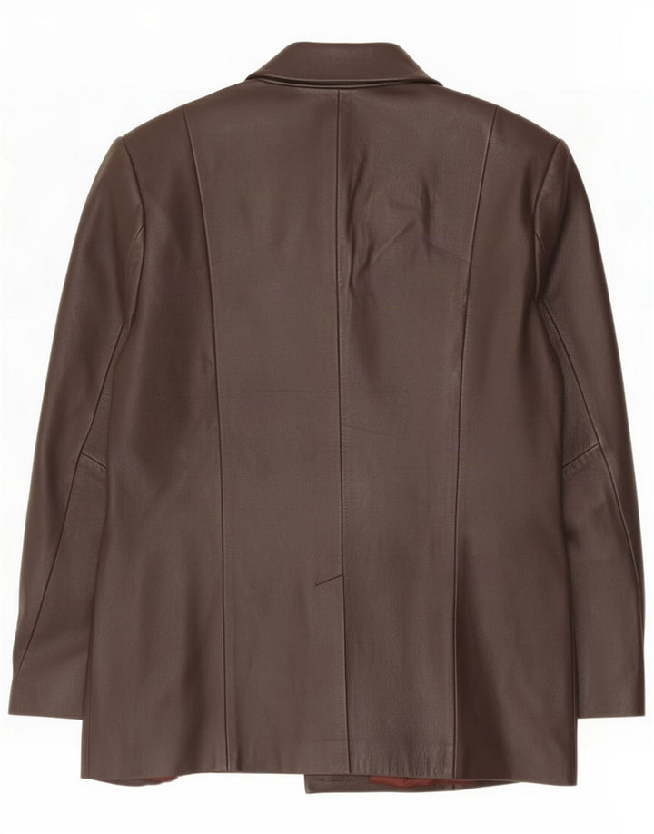 Steilmann Dame 4-knaps læder blazerjakke UK 12 Medium Brun