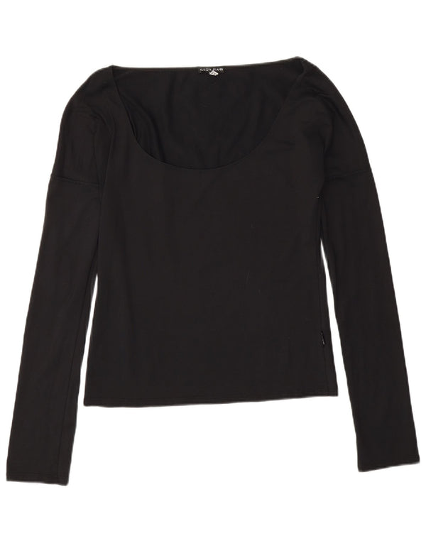 Krizia Jeans Dame Crop Top Langærmet UK 16 Large Black