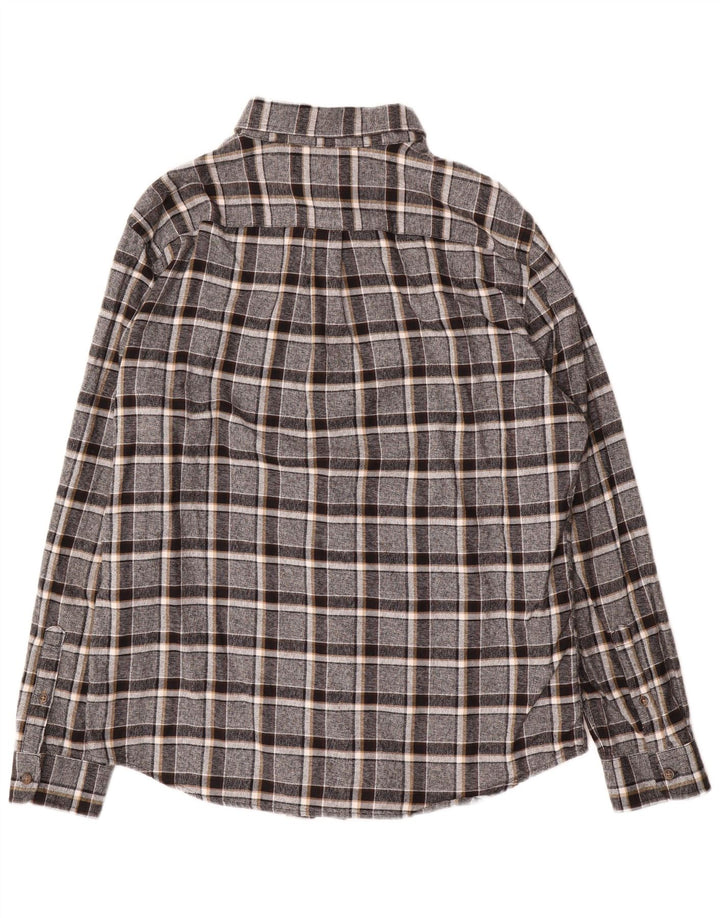 Marks & Spencer herre flannelskjorte stor grå ternet bomuld