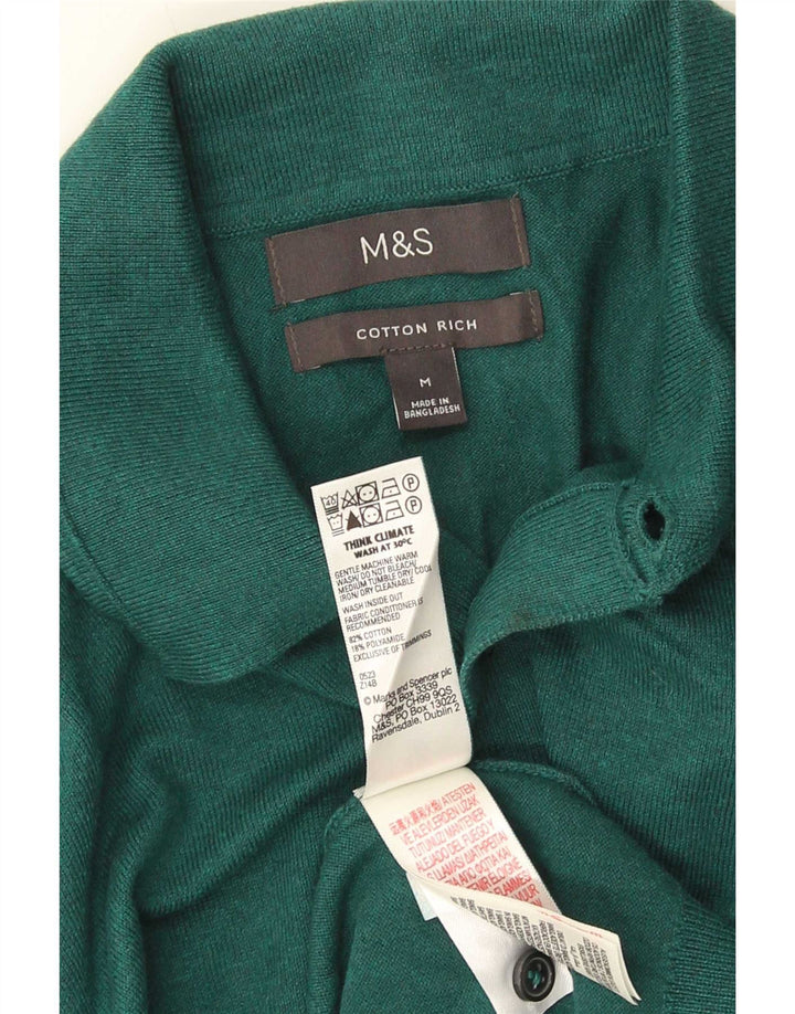 Marks & Spencer Herre Polo Neck Jumper Sweater Medium Grøn Bomuld