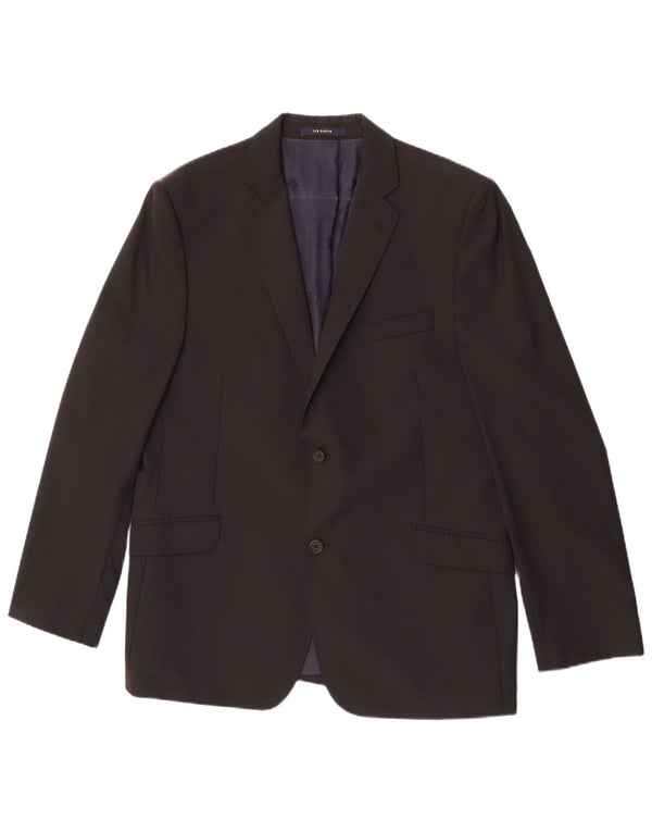 Ted Baker Herre 2 Button Blazer Jacket UK 44 2XL Sort Uld