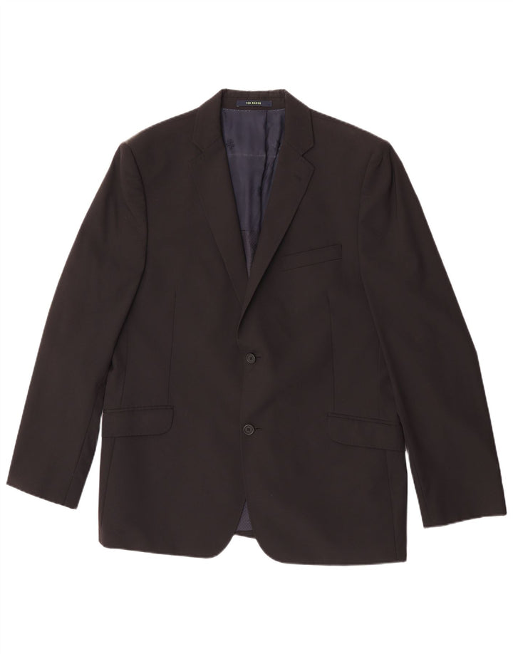 Ted Baker Herre 2 Button Blazer Jacket UK 44 2XL Sort Uld