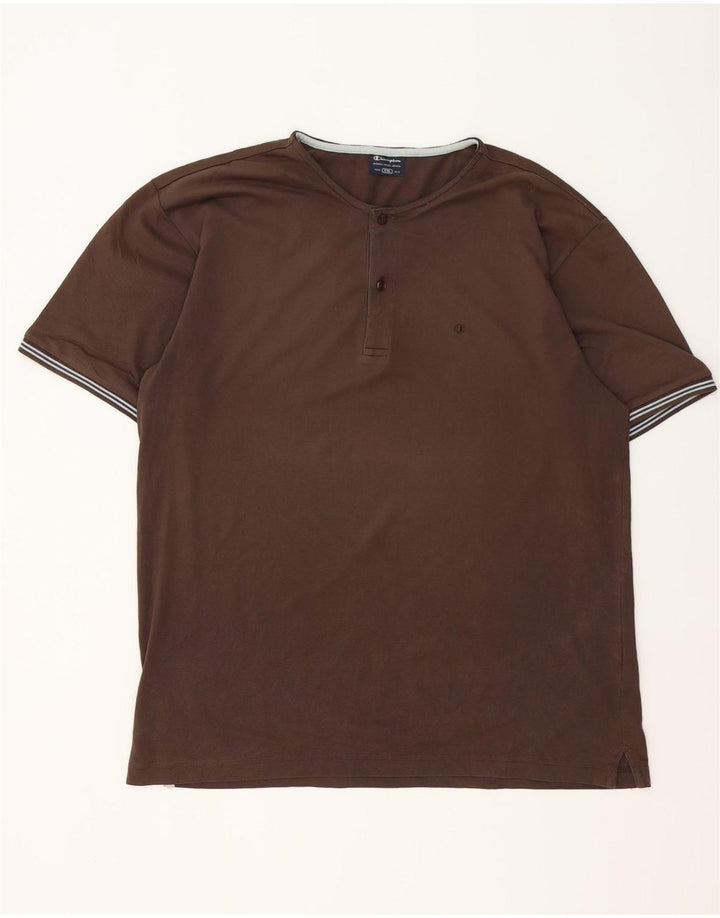 Champion Herre T-Shirt Top 2XL Brun Stribet
