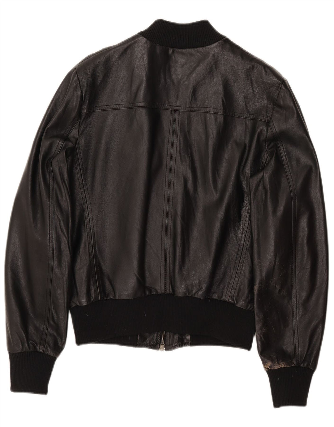 CINTI Womens Crop Bomber Læderjakke IT 46 Stor sort læder