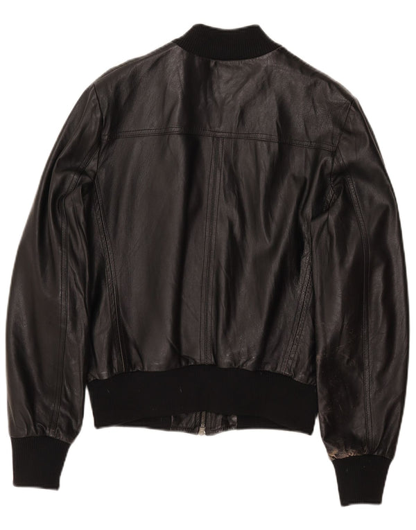 CINTI Womens Crop Bomber Læderjakke IT 46 Stor sort læder