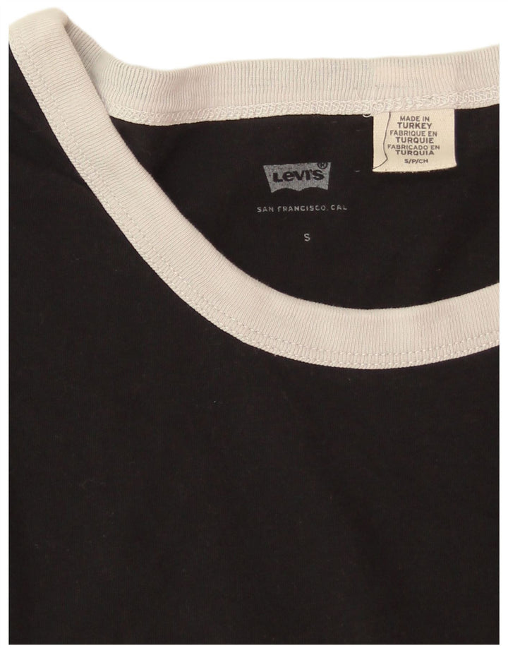 Levi's Dame T-Shirt Top UK 10 Lille Sort Bomuld
