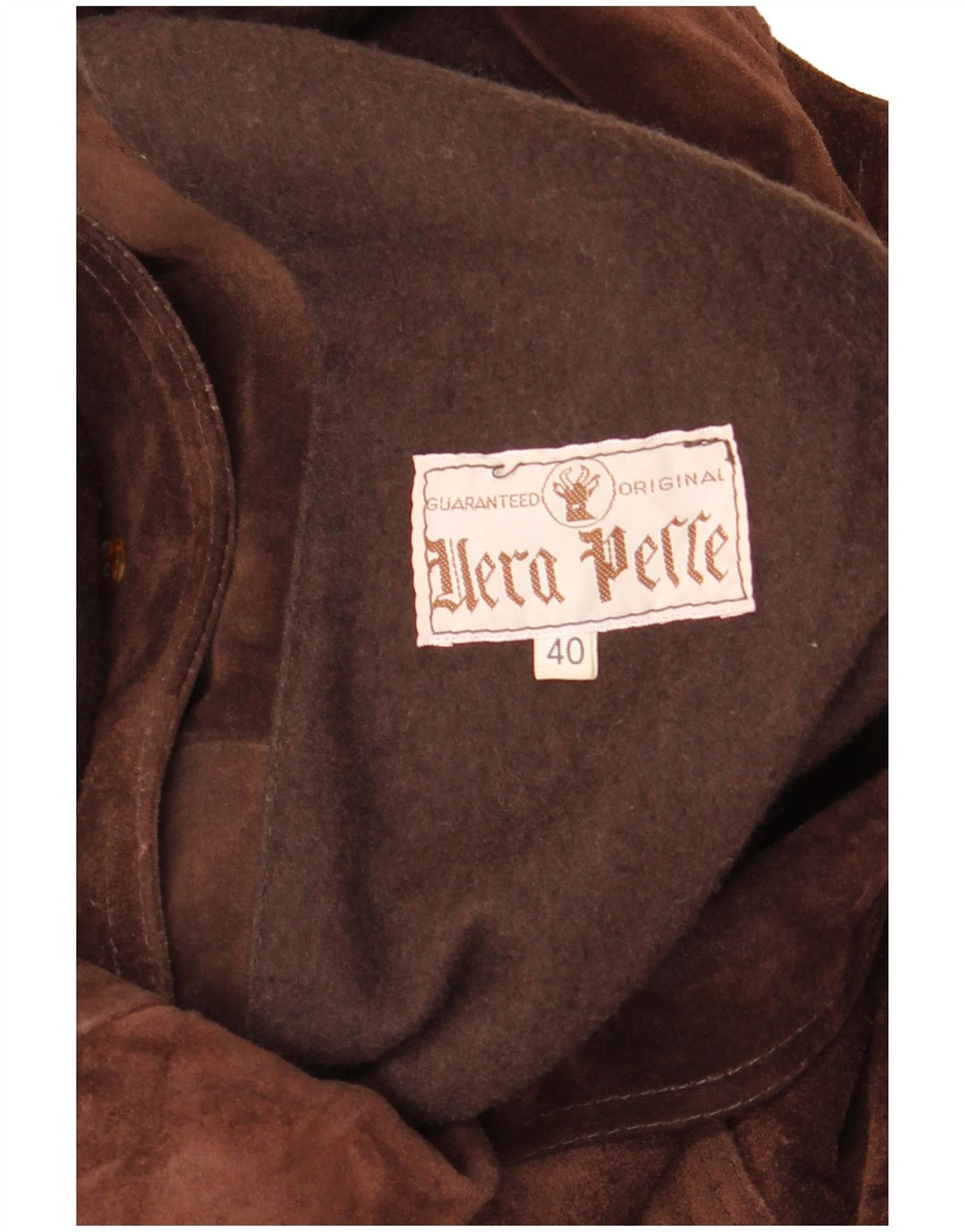 Vintage oversize ruskindsjakke til kvinder EU 40 medium brunt læder