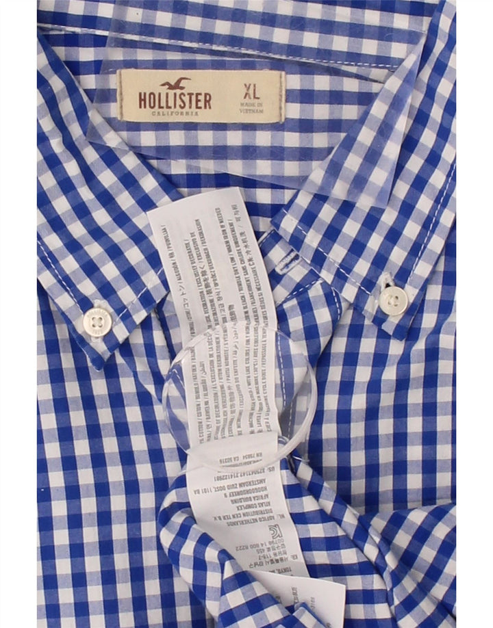 HOLLISTER Mens Shirt XL Blue Gingham Cotton Vintage Hollister and Second-Hand Hollister from Messina Hembry 