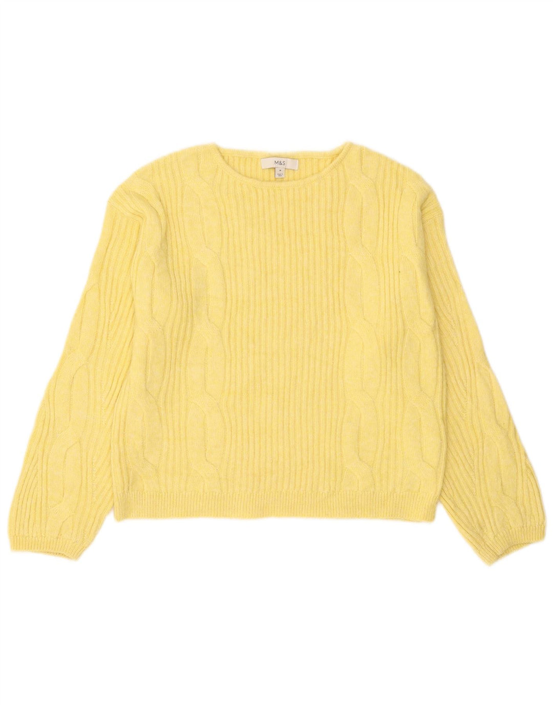 Marks & Spencer Dame Boat Neck Jumper Sweater UK 14 Medium Gul Akryl