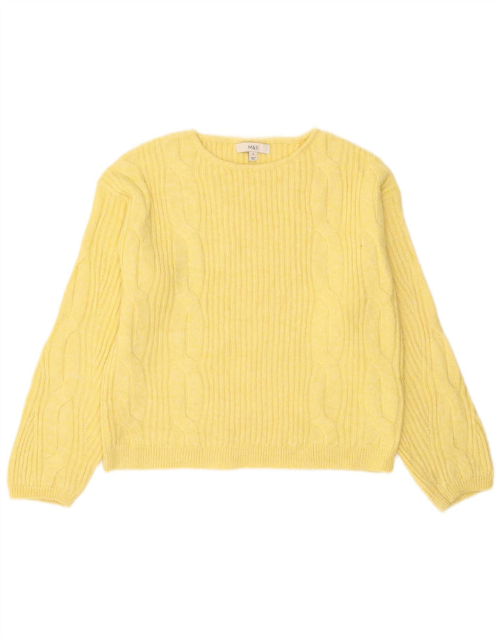Marks & Spencer Dame Boat Neck Jumper Sweater UK 14 Medium Gul Akryl