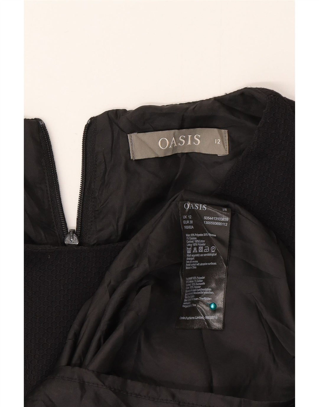 Oasis Kvinders Ærmeløs Skede Kjole UK 12 Medium Sort Polyester