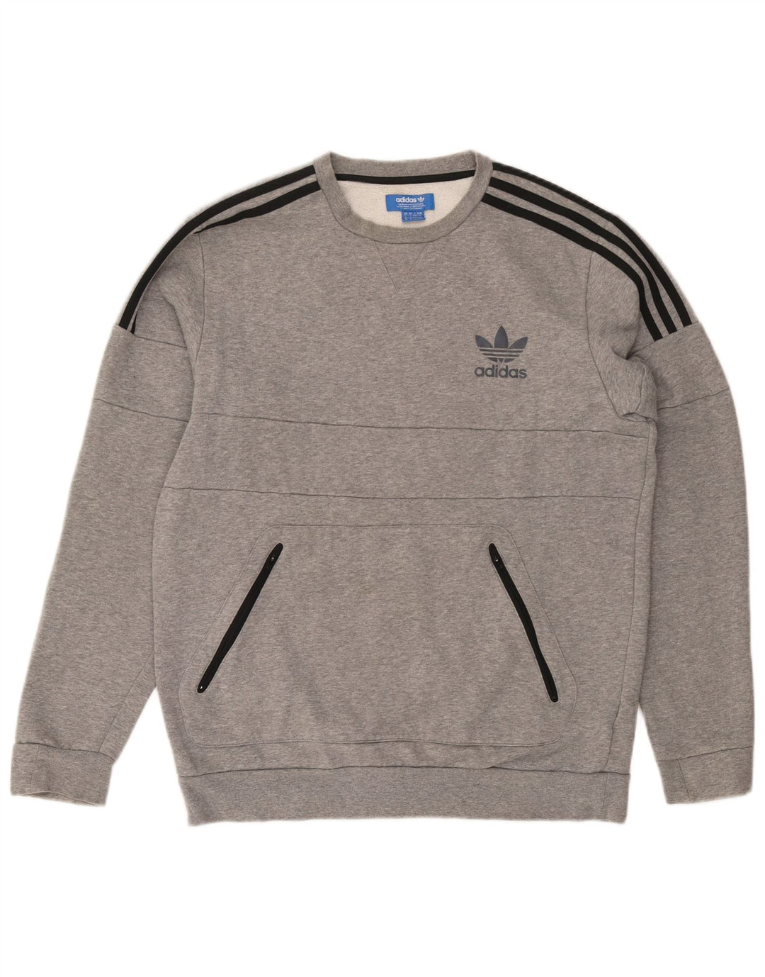Adidas Sweatshirt-trøje til mænd, stor grå flækket bomuld