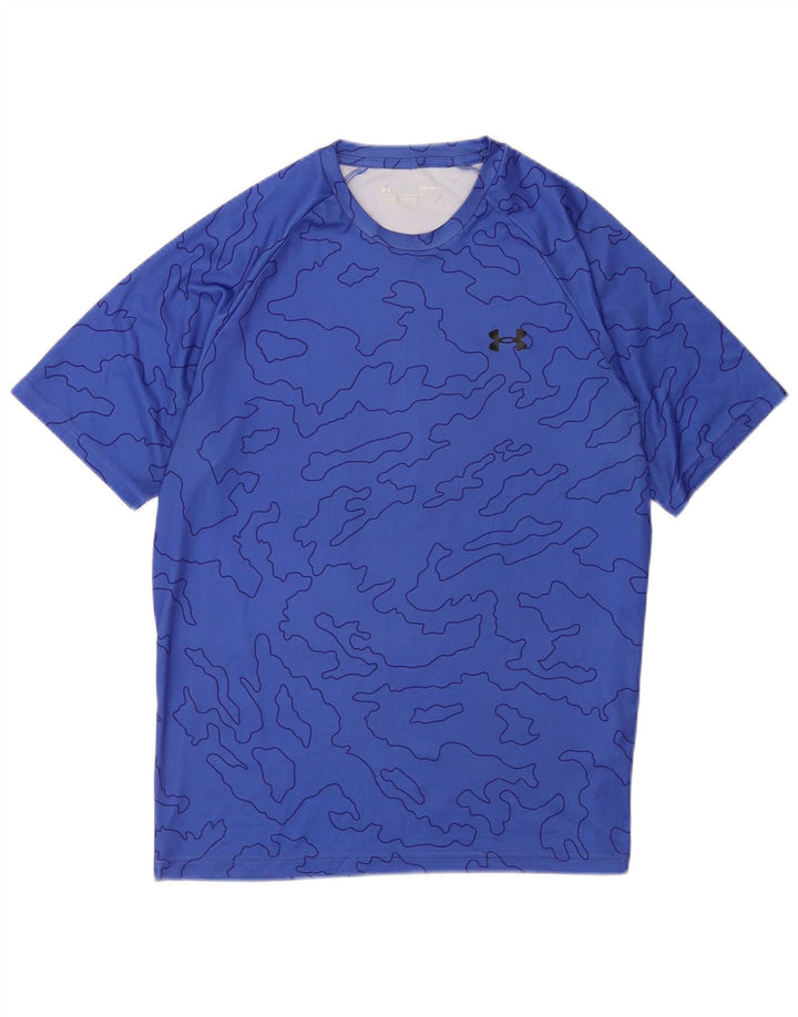 Under Armour Herre Loose Fit T-Shirt Top Medium Blue Geometrisk Polyester