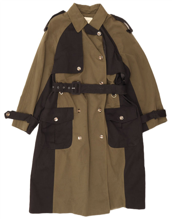 Oasis Womens Oversized Trench Coat UK 10 Small Khaki Colourblock Polyester