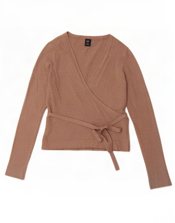 Gap Womens Crop Wrap Cardigan Top UK 8 Small Beige Bomuld