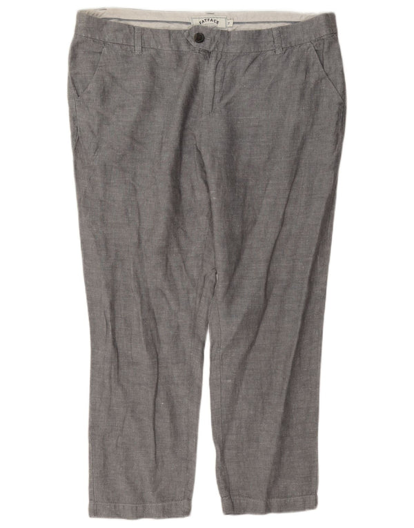 Fat Face Dame Crop Slim Chino Bukser UK 14 Large W36 L26 Grå hør