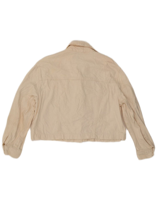 Zara Womens Crop Oversized denimjakke UK 10 Small White