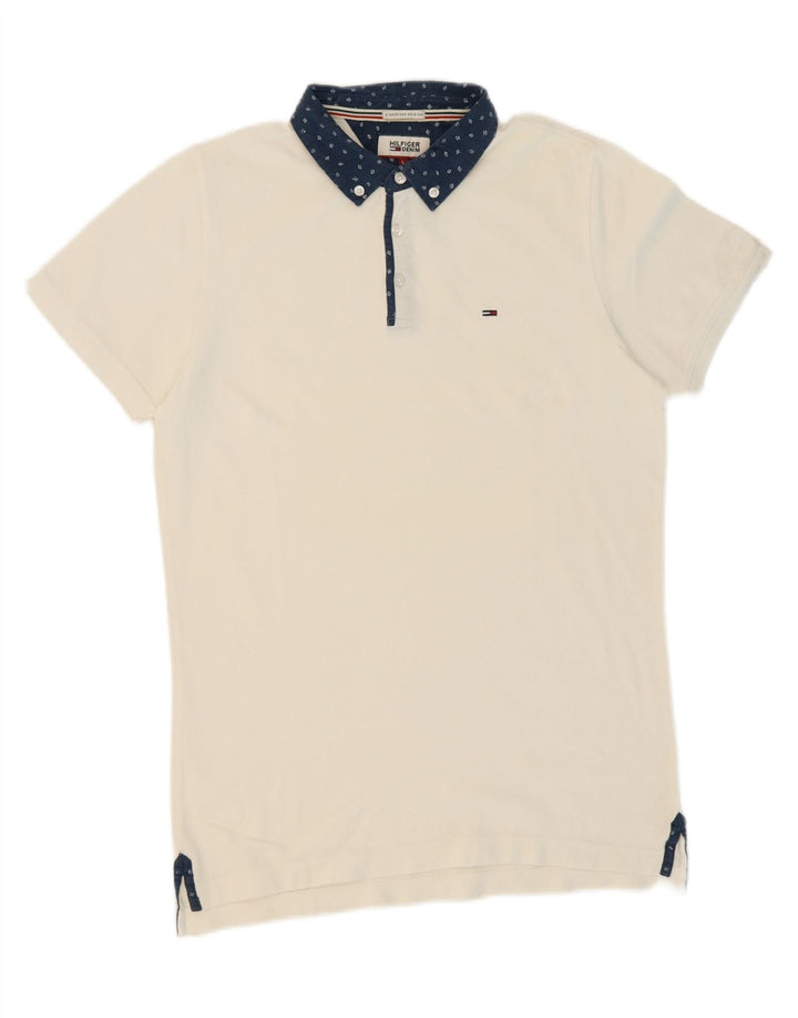 TOMMY HILFIGER Mens Polo Shirt Large White Vintage Tommy Hilfiger and Second-Hand Tommy Hilfiger from Messina Hembry 