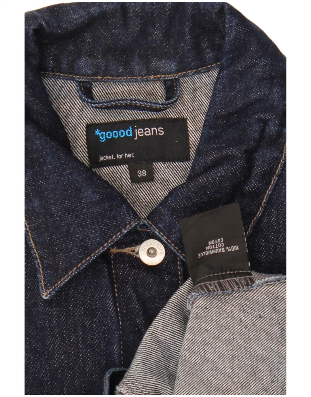 VINTAGE Dame denimjakke EU 38 Medium Navyblå Bomuld