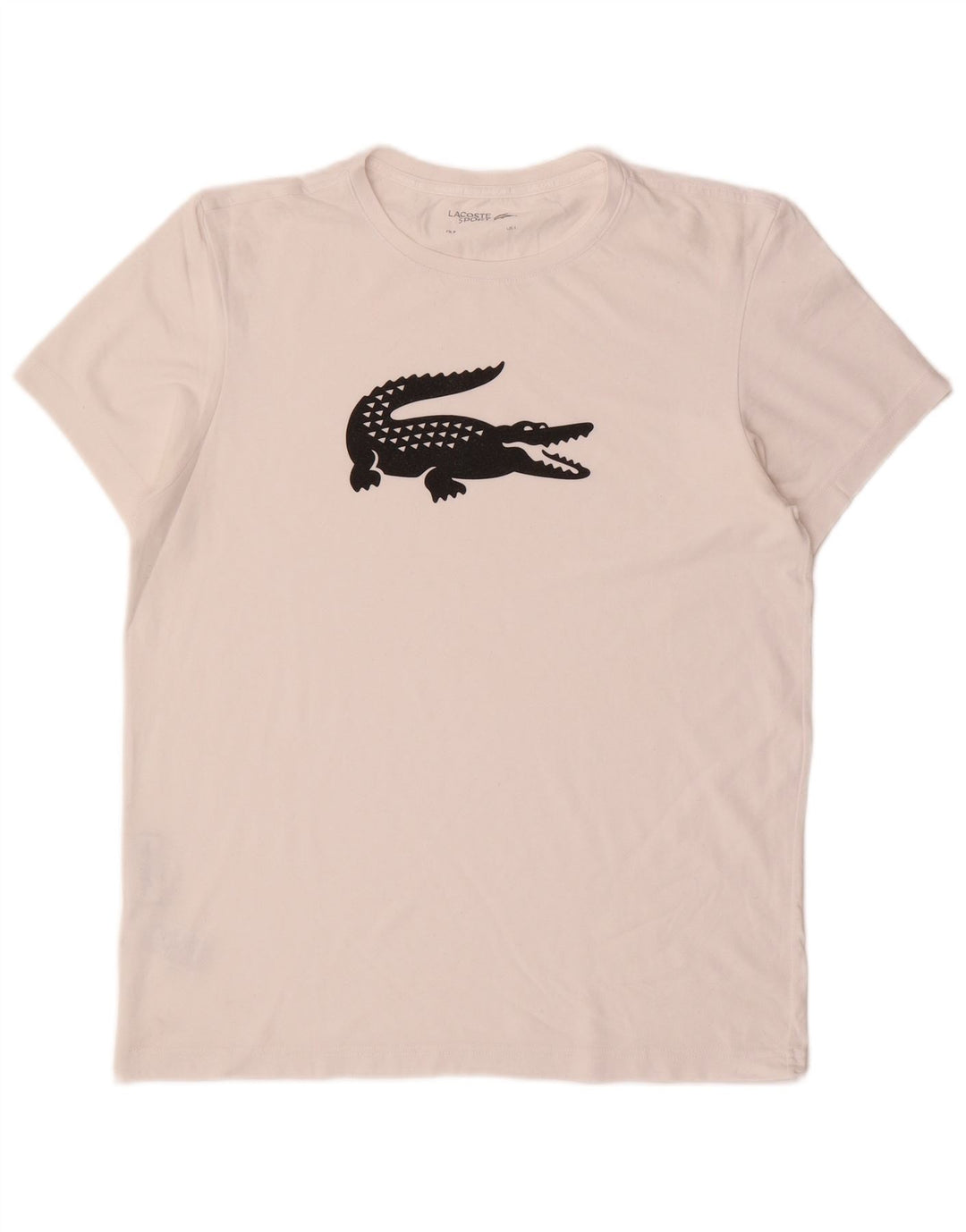 LACOSTE Herre grafisk T-shirt Top størrelse 5 Stor hvid bomuld