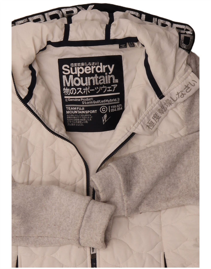 Superdry Windbreaker-jakke med hætte til kvinder UK 16 Stor hvid farveblok