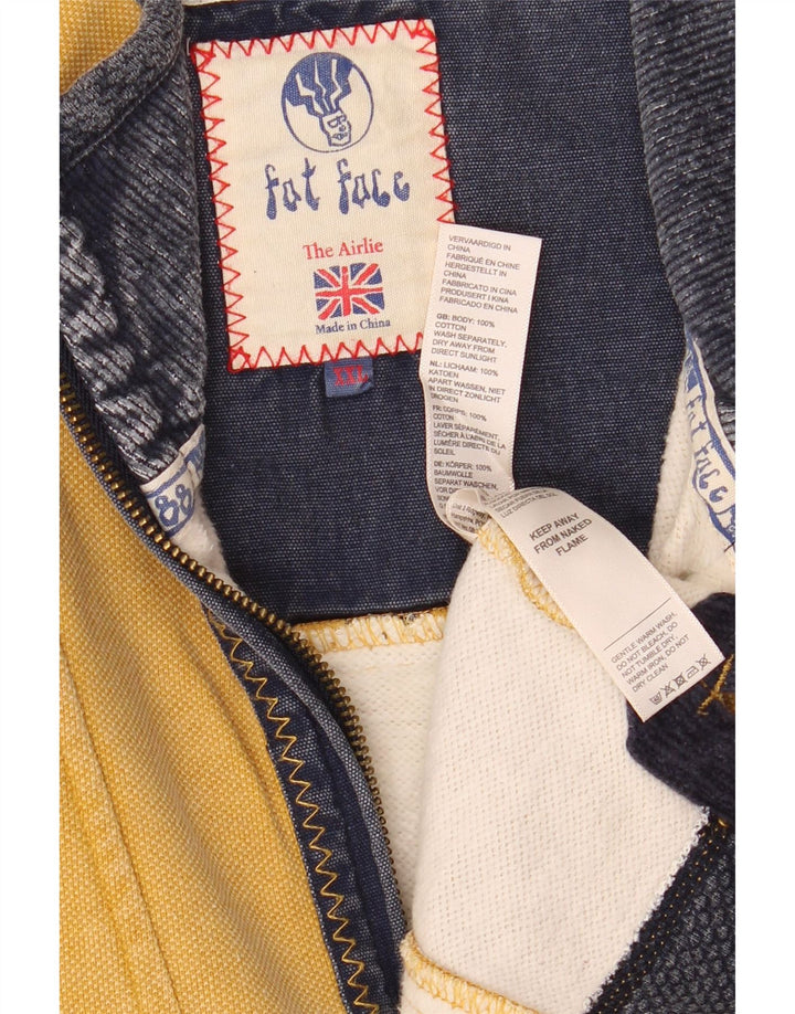 Fat Face Herre Zip Neck Sweatshirt Jumper 2XL Gul Bomuld