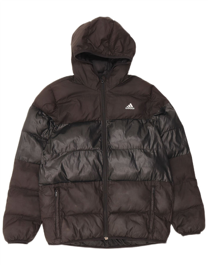 ADIDAS Polstret hættejakke til kvinder UK 16 Large Black Colourblock Polyester